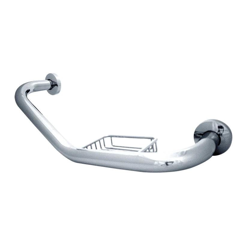 Barra de Seguridad para Baño con Jabonera fabricada en Latón 40 cm. acabado Cromo