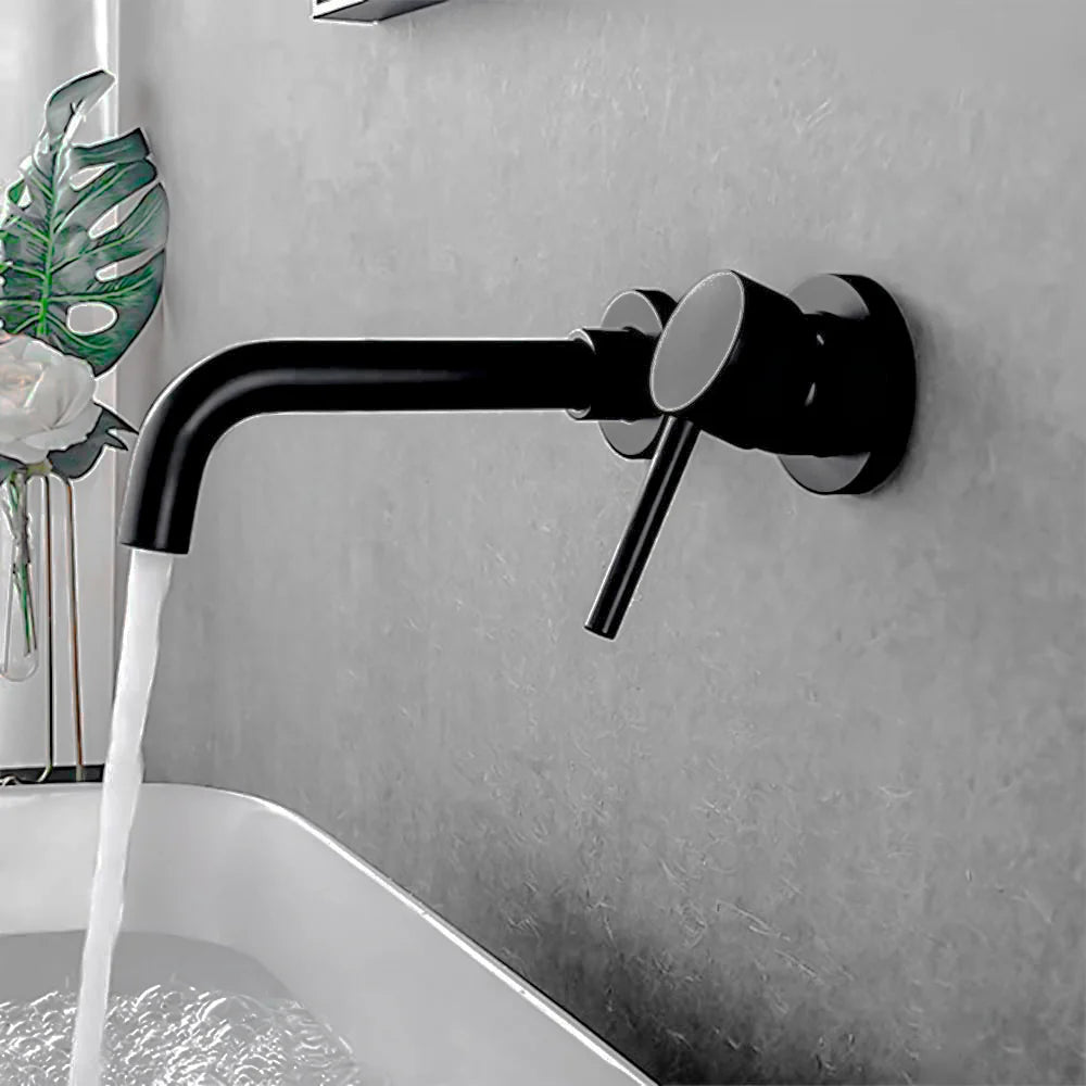 Monomando para Lavabo empotrado a Muro acabado Negro Mate