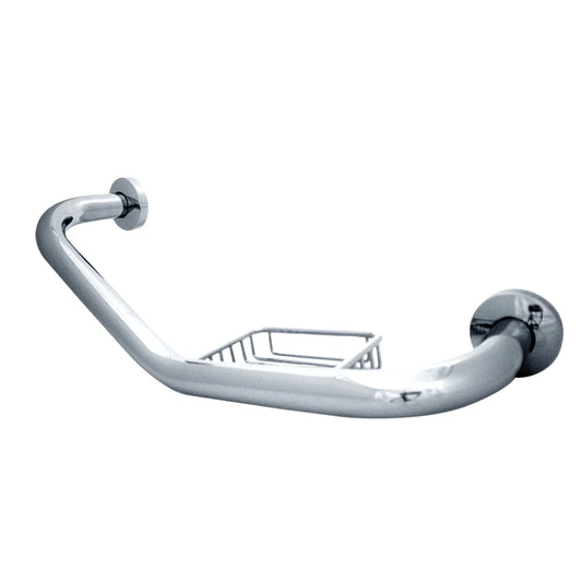 Barra de Seguridad para Baño con Jabonera fabricada en Latón 40 cm. acabado Cromo