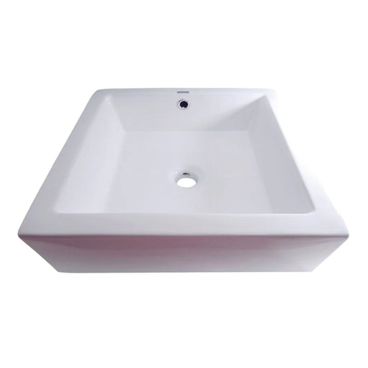 Lavabo Cerámico de Sobrecubierta con rebosadero 45x45x15 cm
