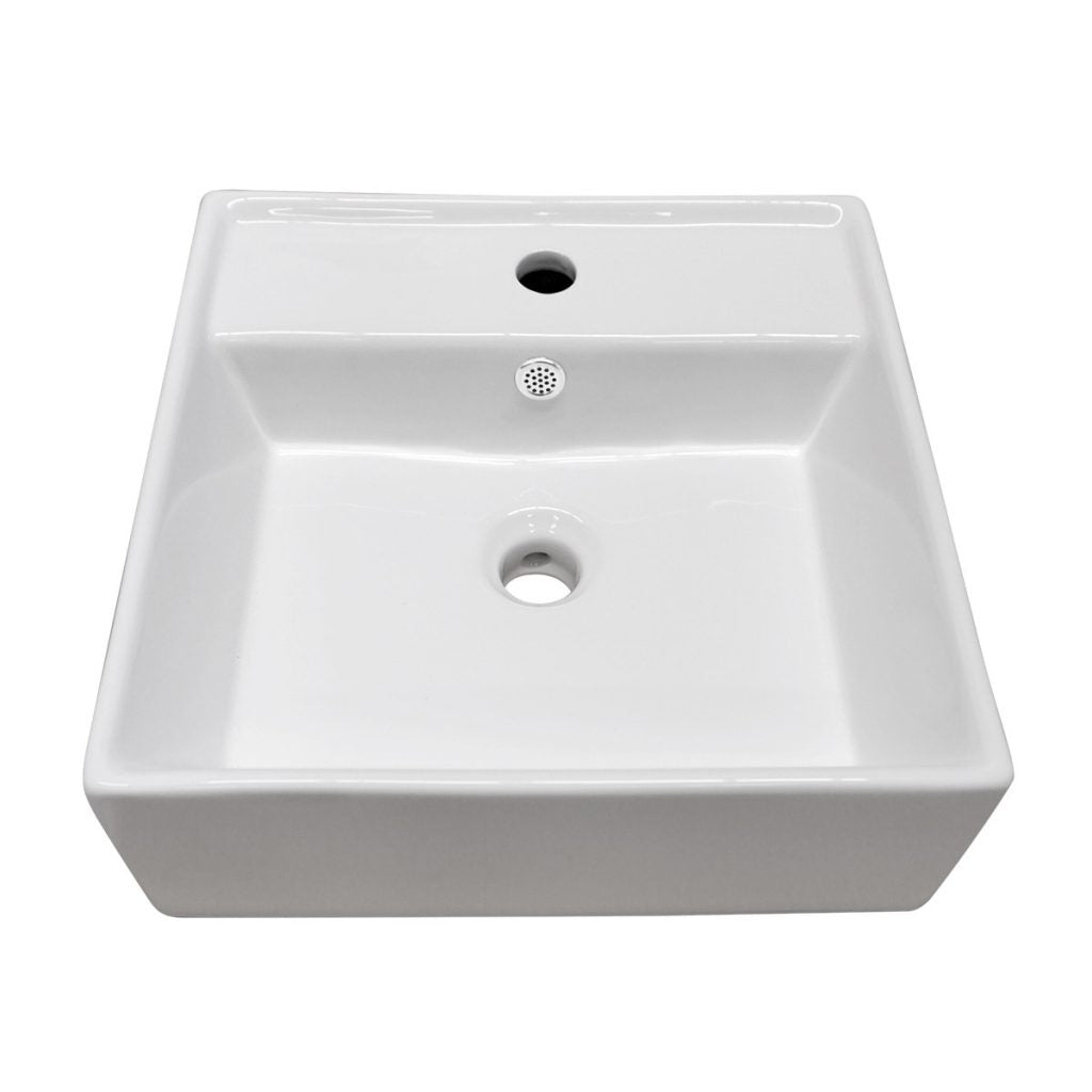 Lavabo Cerámico de Sobrecubierta con Rebosadero 41x41x15 cm