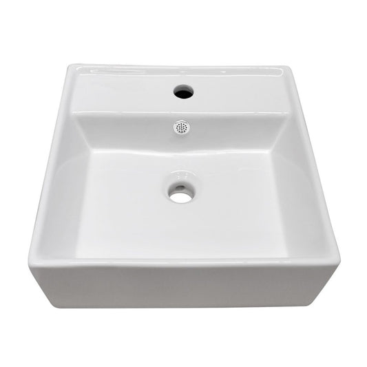 Lavabo Cerámico de Sobrecubierta con Rebosadero 41x41x15 cm