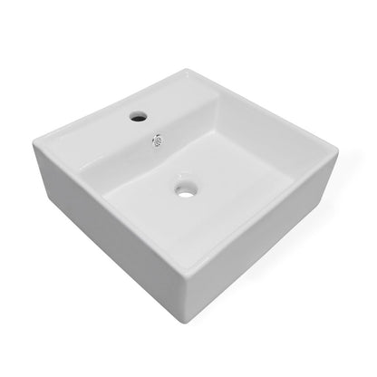 Lavabo Cerámico de Sobrecubierta con Rebosadero 41x41x15 cm