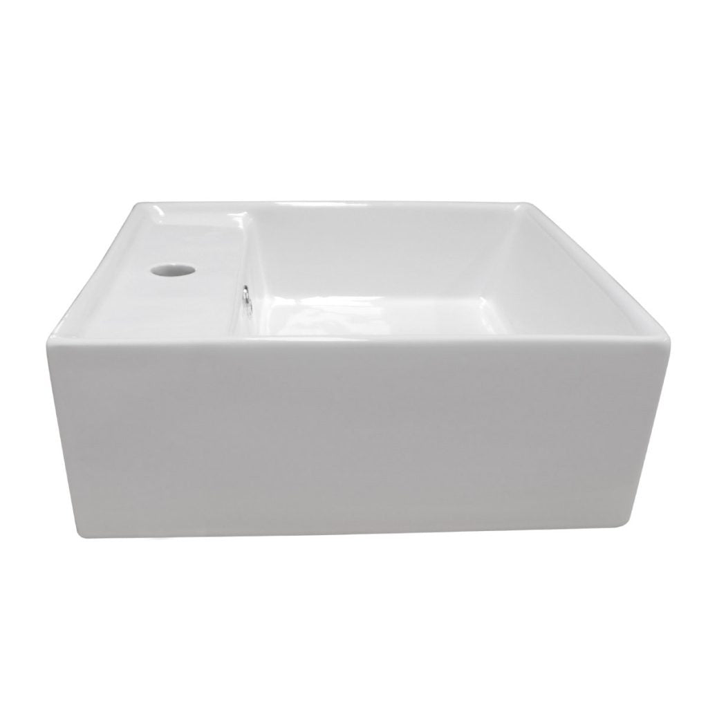 Lavabo Cerámico de Sobrecubierta con Rebosadero 41x41x15 cm