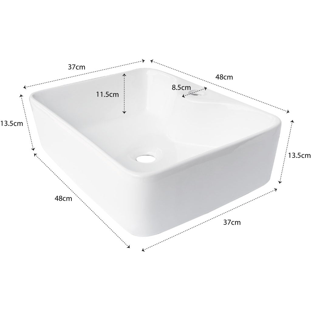 Lavabo Cerámico de Sobrecubierta sin rebosadero 48x37x13 cm