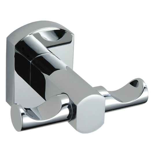 Percha Doble fabricado en Latón acabado Cromo Rectangolo