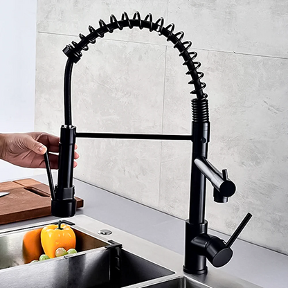 Monomando de Cocina con Rociador Flexible acabado Negro Mate